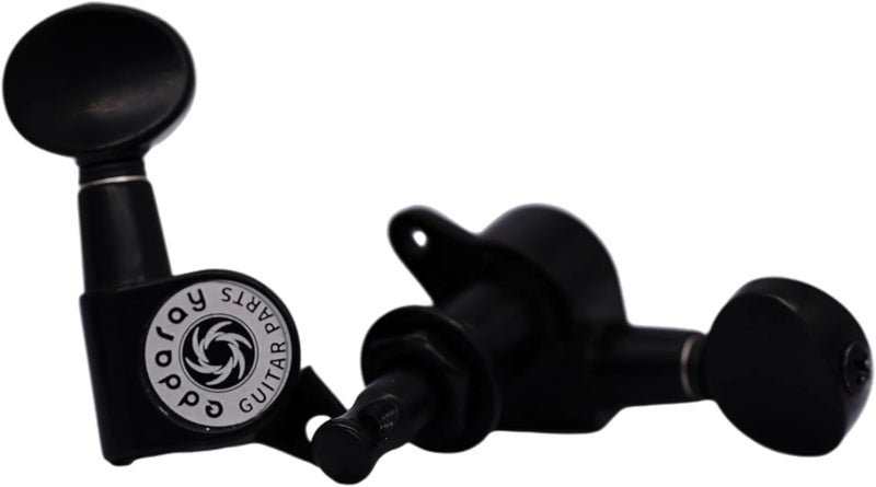 Eddaray Store 6 Inline Vintage Guitar Machine Heads - 1:15 Gear Ratio Sealed Tuning Key Pegs Tuners with Oval Shaped Button Replacement(E-1006, Black) - Image 3